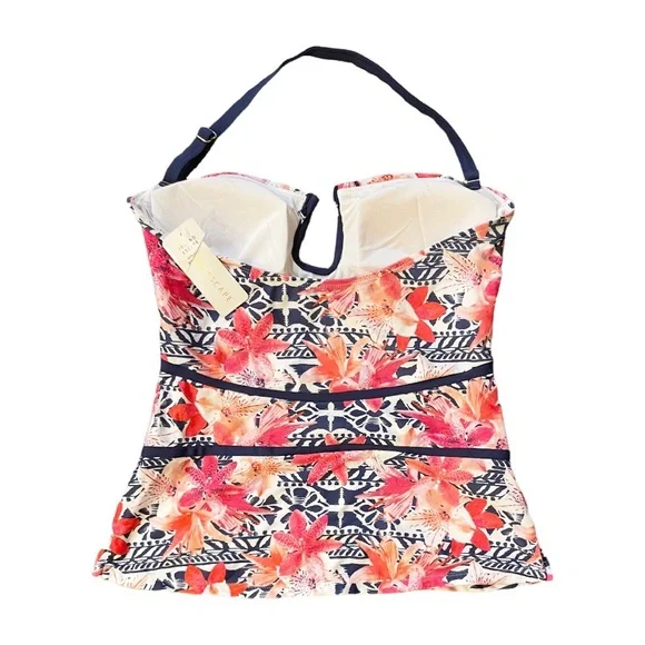 Island Escape Convertible Antigua La Flor Printed Strapless Tankini Top - Picture 5 of 8